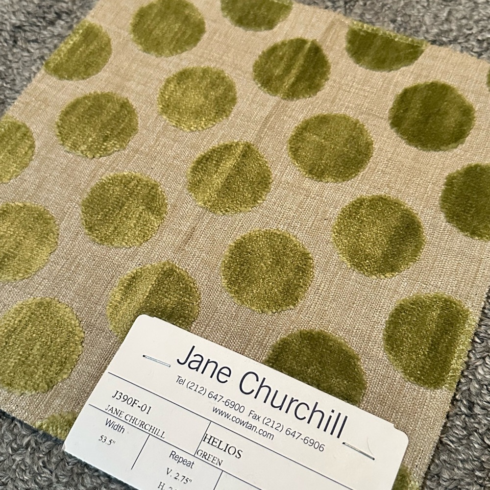 Lot of 2 Jane Churchill Fabric Sample Remnants Leaf Circles Dots Green Crafts - Picture 8 of 9